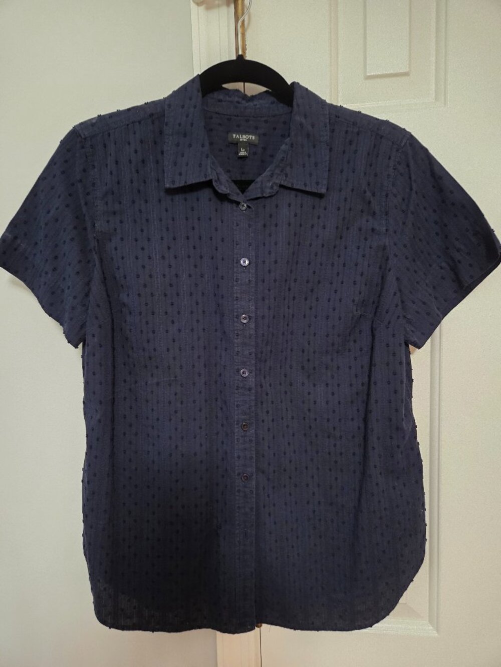 Talbots Short Sleeve Navy Shirt Size Large Petite
